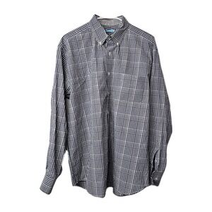J. McLaughlin Men XL Button Down Shirt Long Sleeve Blue Check Plaid 100% Cotton